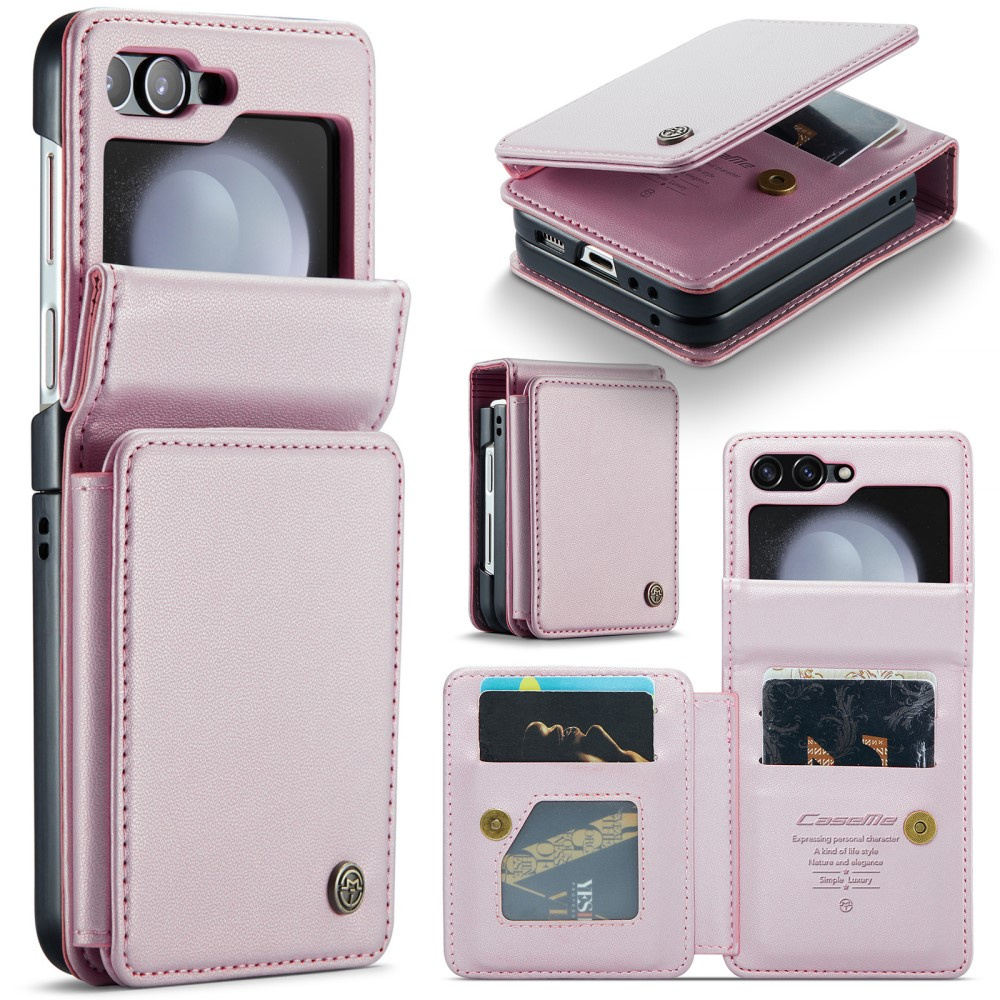 Caseme Flip Case Für Samsung Galaxy Z Flip5 5g, Litschi-geldbörse, Rosa