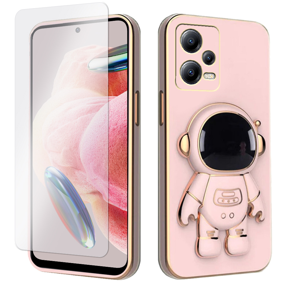 Elektro-schutzhüllenset Für Xiaomi Redmi Note 12 5g / Poco X5 5g, Astronaut, Pink + Glas