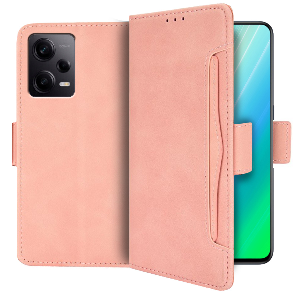 Klapphülle Für Xiaomi Redmi Note 12 5g / Poco X5 5g, Mit Kartenfach, Pink