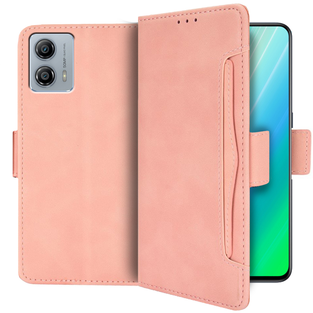 Klapphülle Für Motorola Moto G53 5g, Mit Kartenfach, Pink