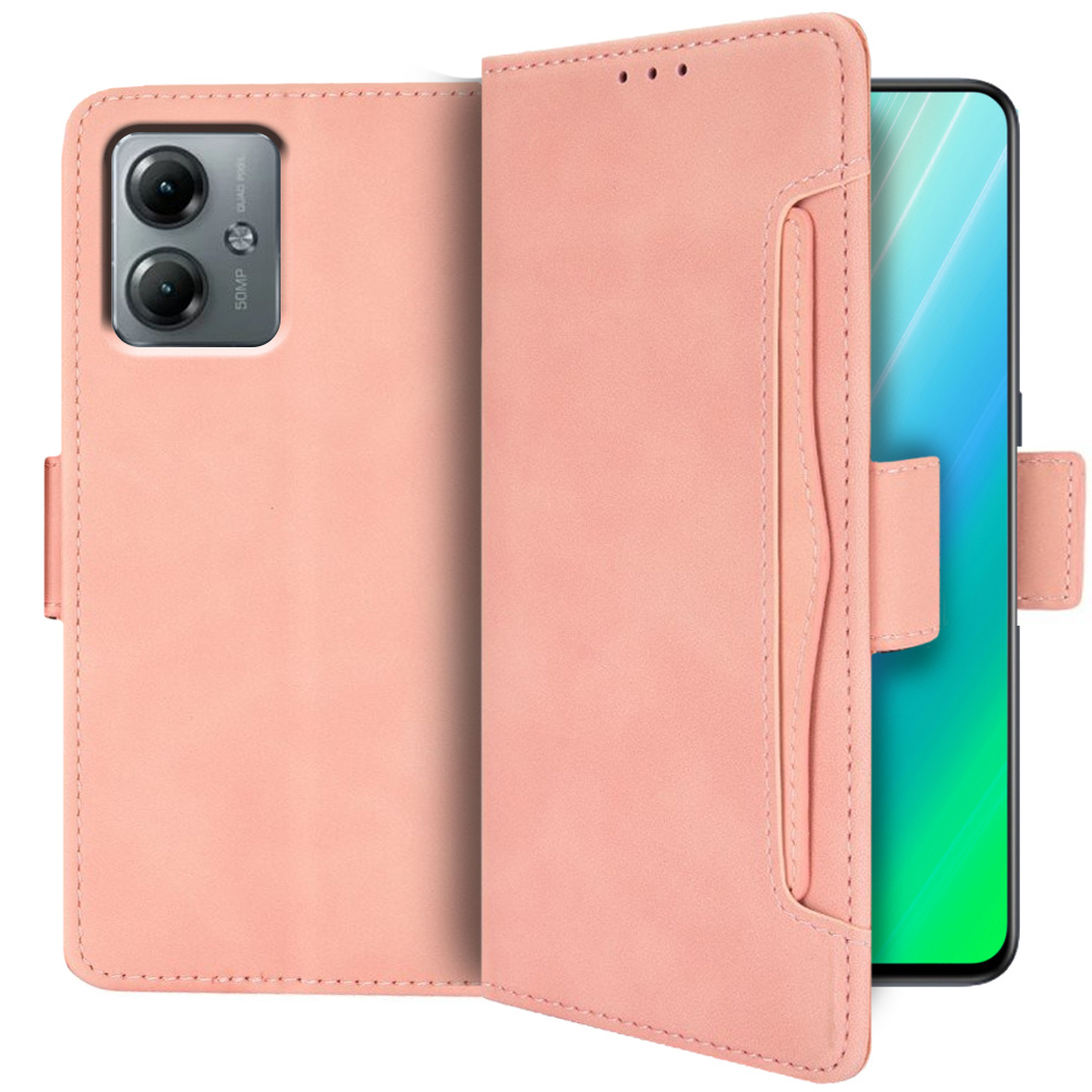 Klapphülle Für Motorola Moto G14, Mit Kartenfach, Pink