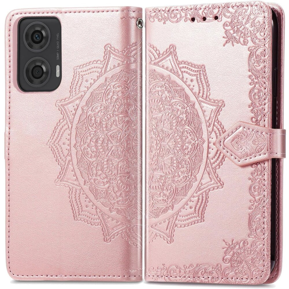 Klapphülle Für Motorola Moto E14, Mandala, Rosa