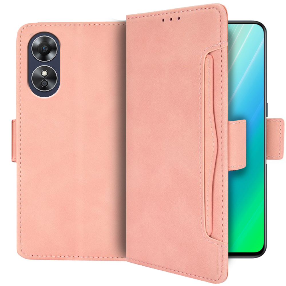 Klapphülle Für Oppo A17, Mit Kartenfach, Pink