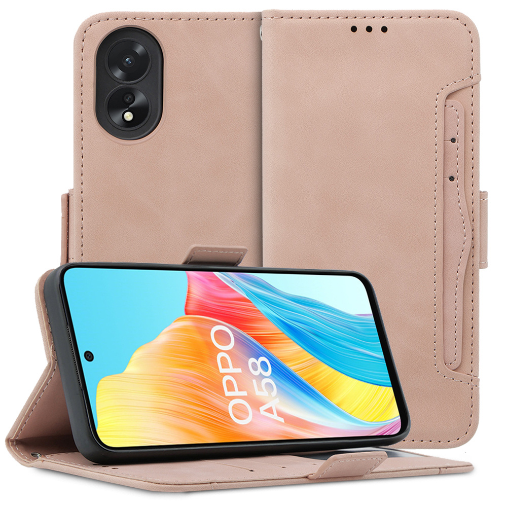Klapphülle Für Oppo A58 4g, Mit Kartenfach, Pink