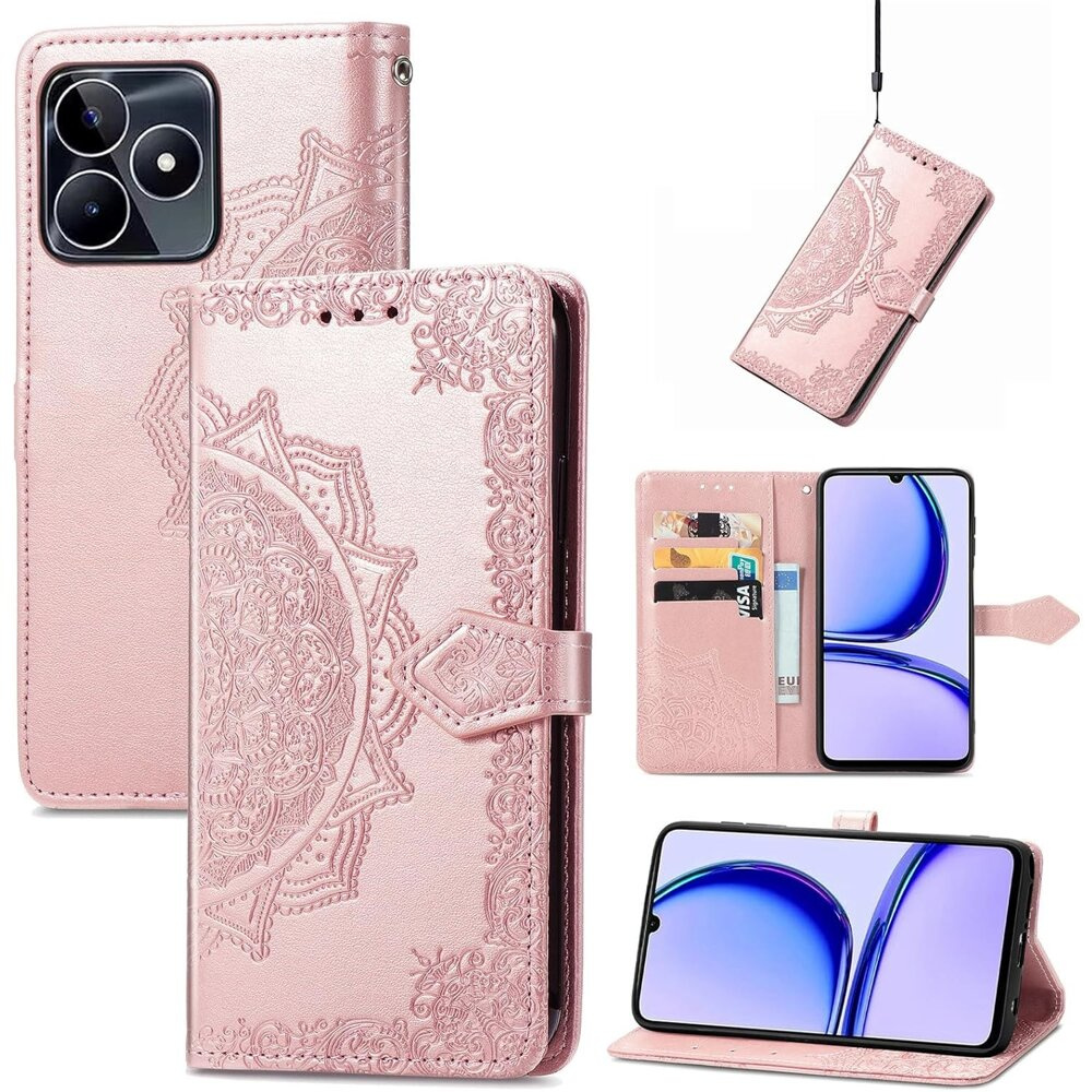 Realme Note 50 Flip Case, Mandala, Pink