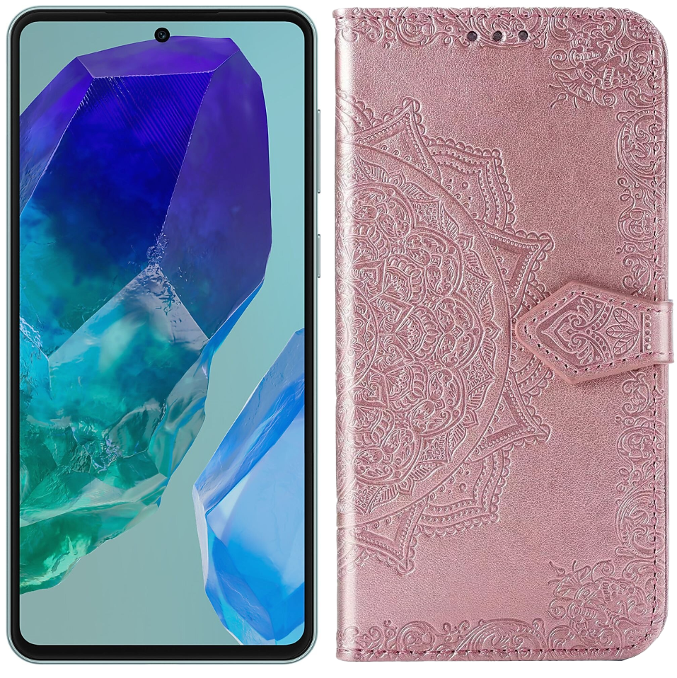 Samsung Galaxy M55 5g Klapphülle, Mandala, Rosa