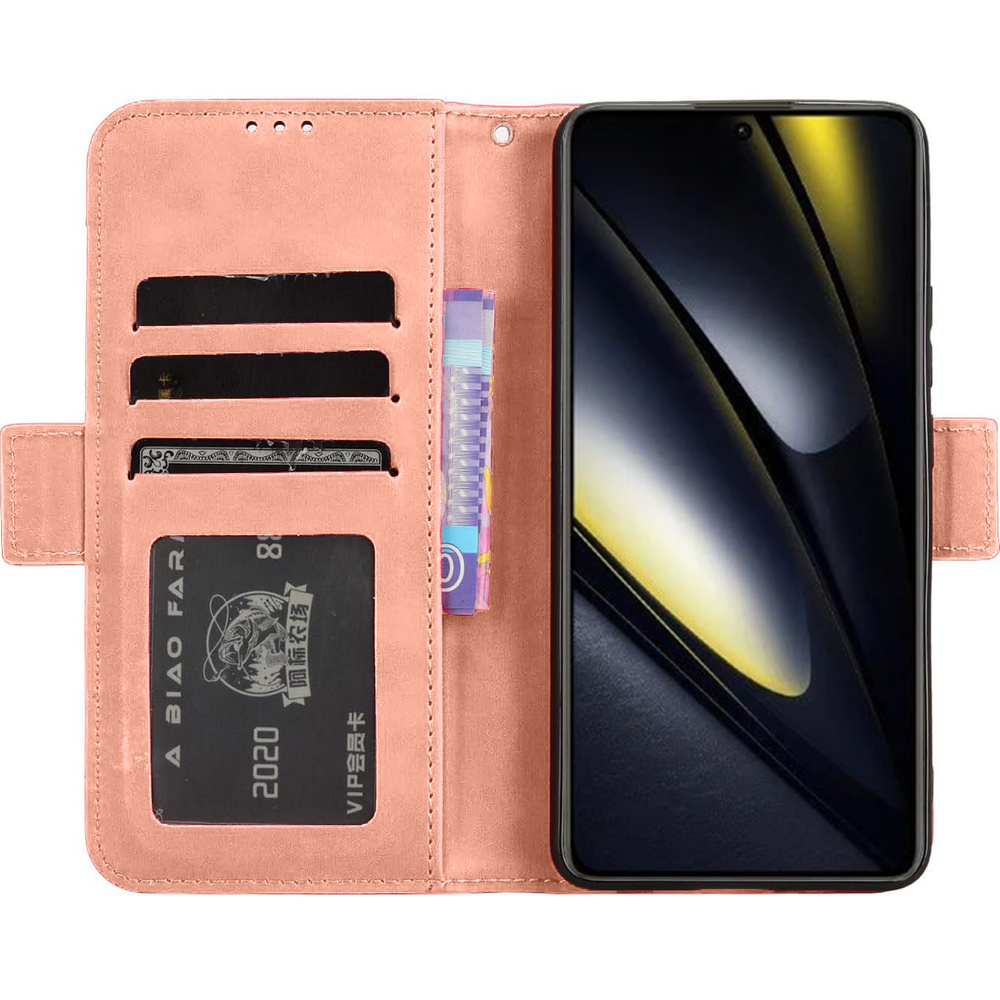 Klapphülle Für Xiaomi Poco F6, Mit Kartenfach, Pink