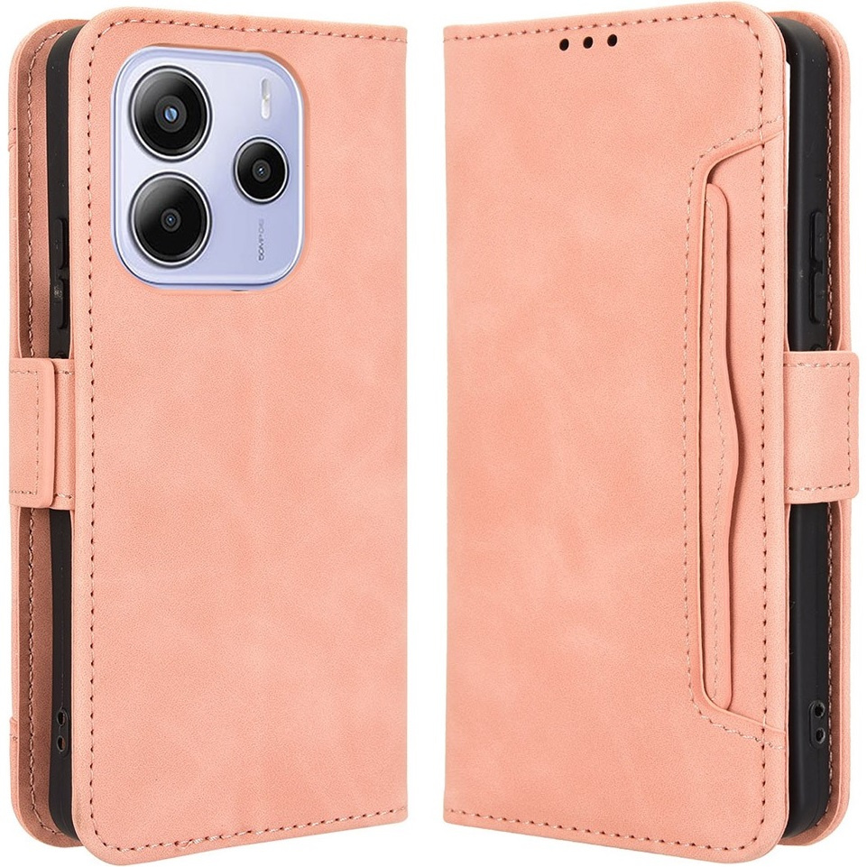 Klapphülle Für Xiaomi Redmi Note 14 4g, Mit Kartenfach, Pink