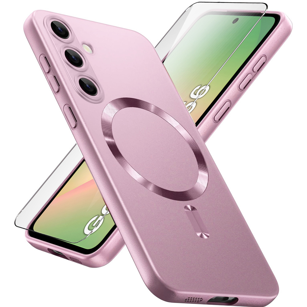 Schutzhülle Für Samsung Galaxy A56 5g, Colormag, Mit Magsafe-funktion, Pink + 9h-schutzglas