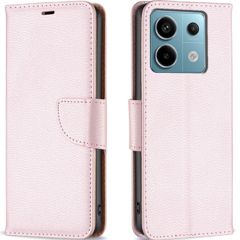 Xiaomi Redmi Note 13 Pro 5g Flip Case, Wallet Litschi-leder, Pink