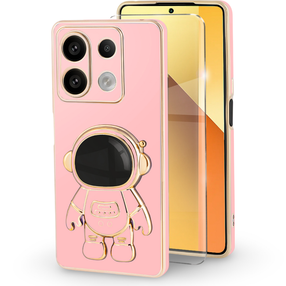 Schutzhülle Für Xiaomi Redmi Note 13 5g, Astronautenmotiv, Pink + 9h-schutzglas
