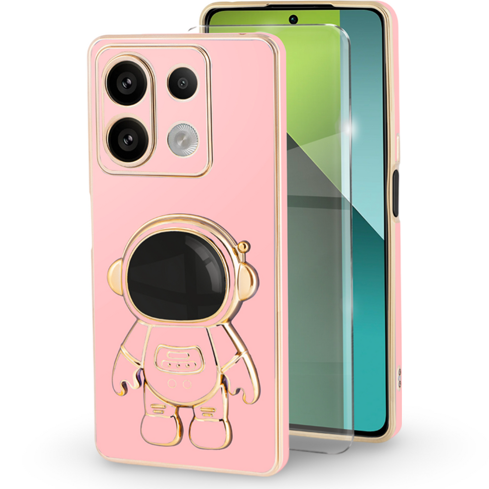 Schutzhülle Für Xiaomi Redmi Note 13 Pro 5g, Astronautenmotiv, Pink + 9h-schutzglas