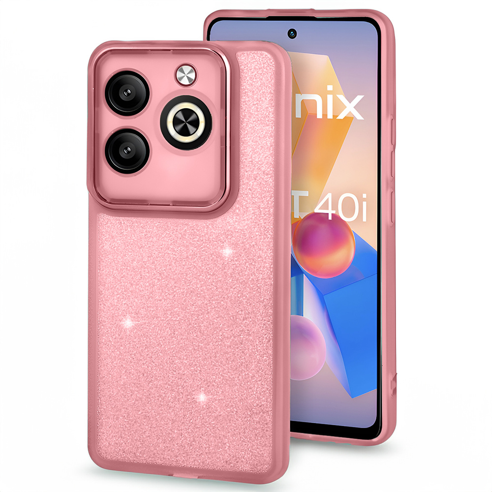 Infinix Hot 40i Hülle, Glitzerpuder, Rosa