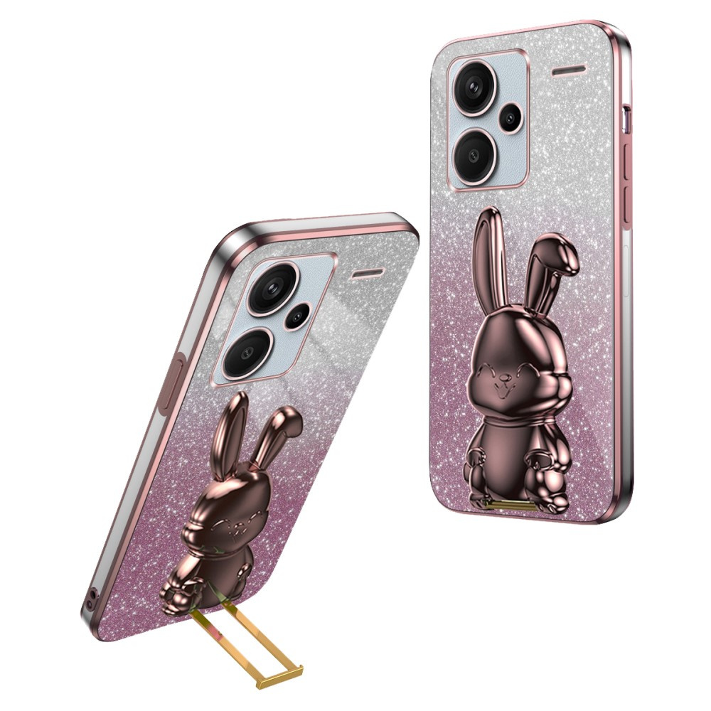 Xiaomi Redmi Note 13 Pro+ Hülle, Glitzerhase, Mit Ausziehbarem Ständer, Rosa