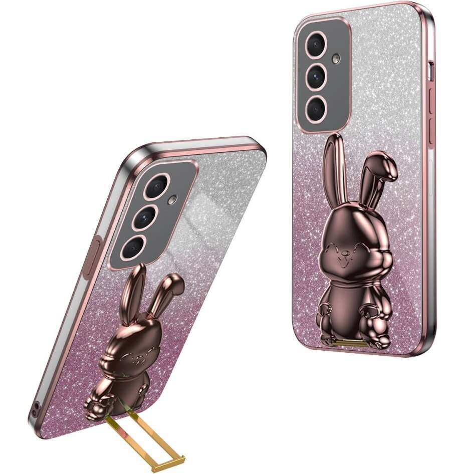 Samsung Galaxy A54 5g Glitzer-hasen-hülle Mit Ausziehbarem Ständer, Rosa