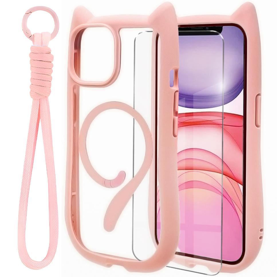 Iphone 11 Hülle, Für Magsafe, Süße Katze, Rosa + Displayschutzfolie