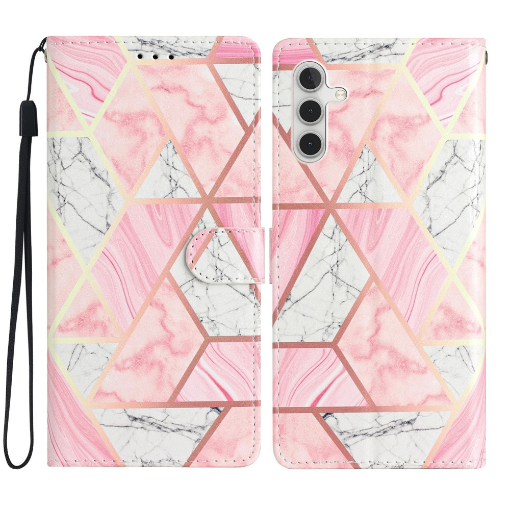 Klapphülle Für Samsung Galaxy A25 5g, Wallet Marble, Rosa + 9h-glas