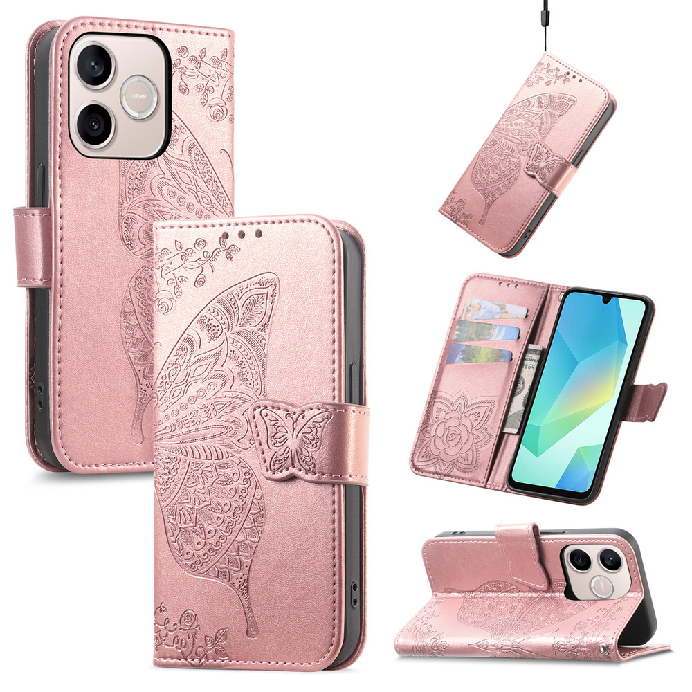 Klapphülle Für Honor 600 Lite, Schmetterling, Pink
