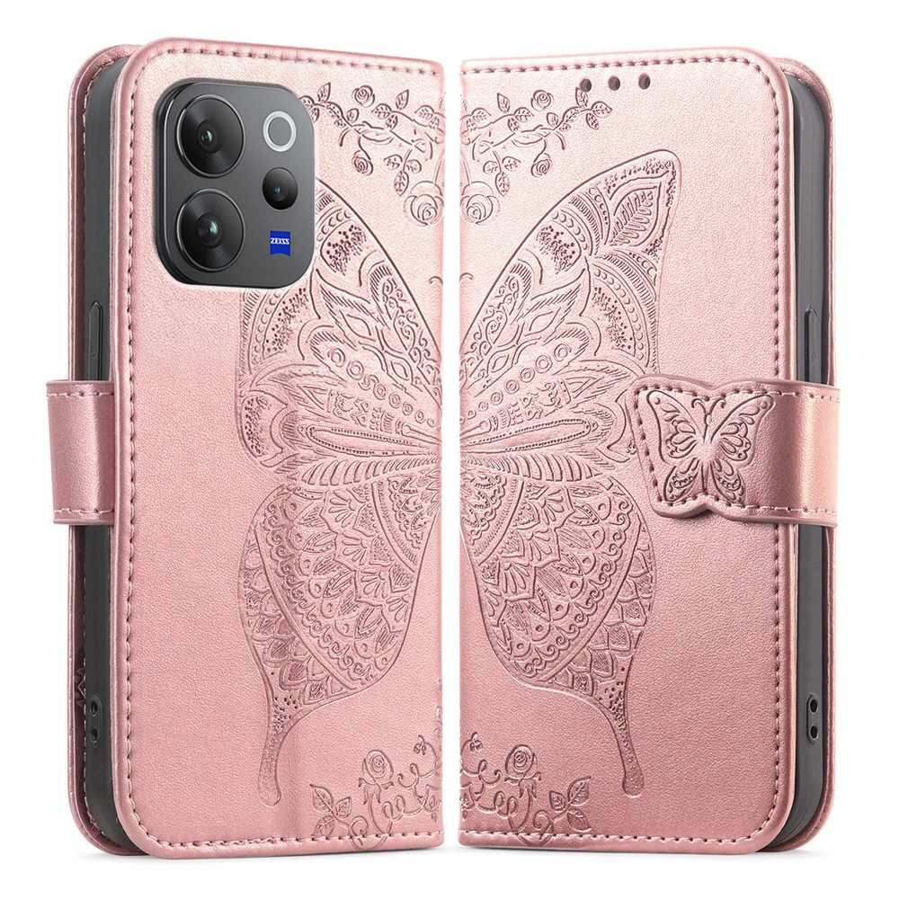 Klapphülle Für Vivo V70, Schmetterling, Rosa