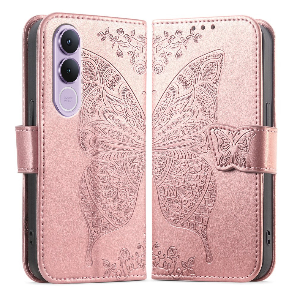 Klapphülle Für Vivo V70 Fe, Schmetterling, Rosa