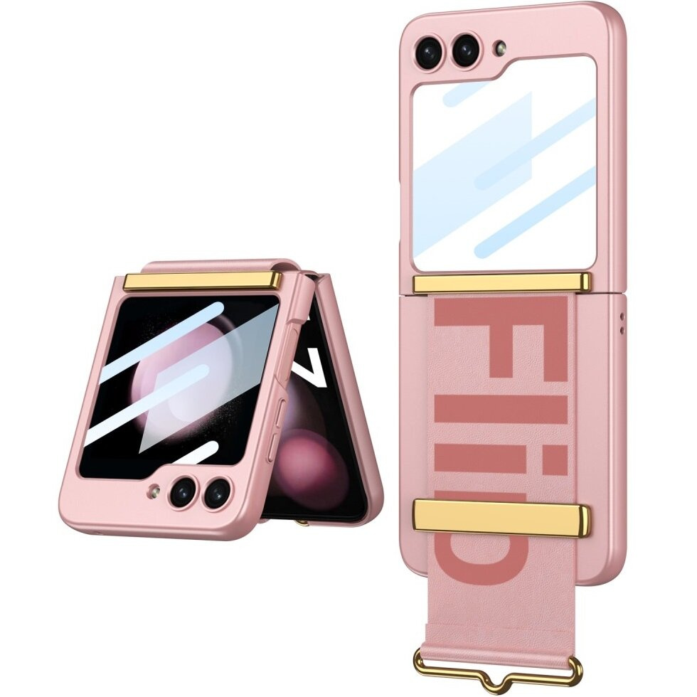 Gkk Schutzhülle Für Samsung Galaxy Z Flip5 5g, Mit Tragegurt, Pink