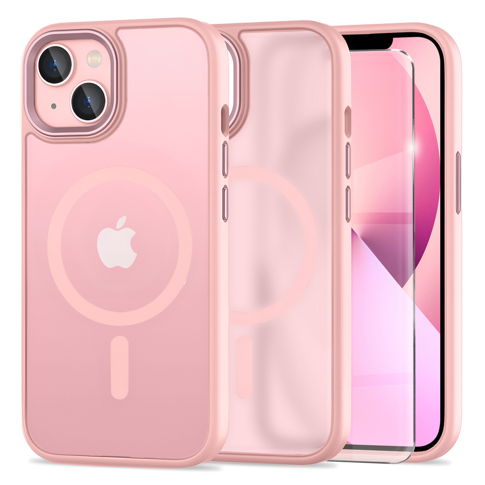Iphone 13 Hülle, Magsafe, Matt, Rosa + Displayschutzfolie
