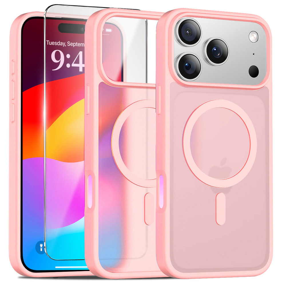 Iphone 17 Pro Mattes Hüllenset Für Magsafe, Mattrosa + Displayschutzfolie
