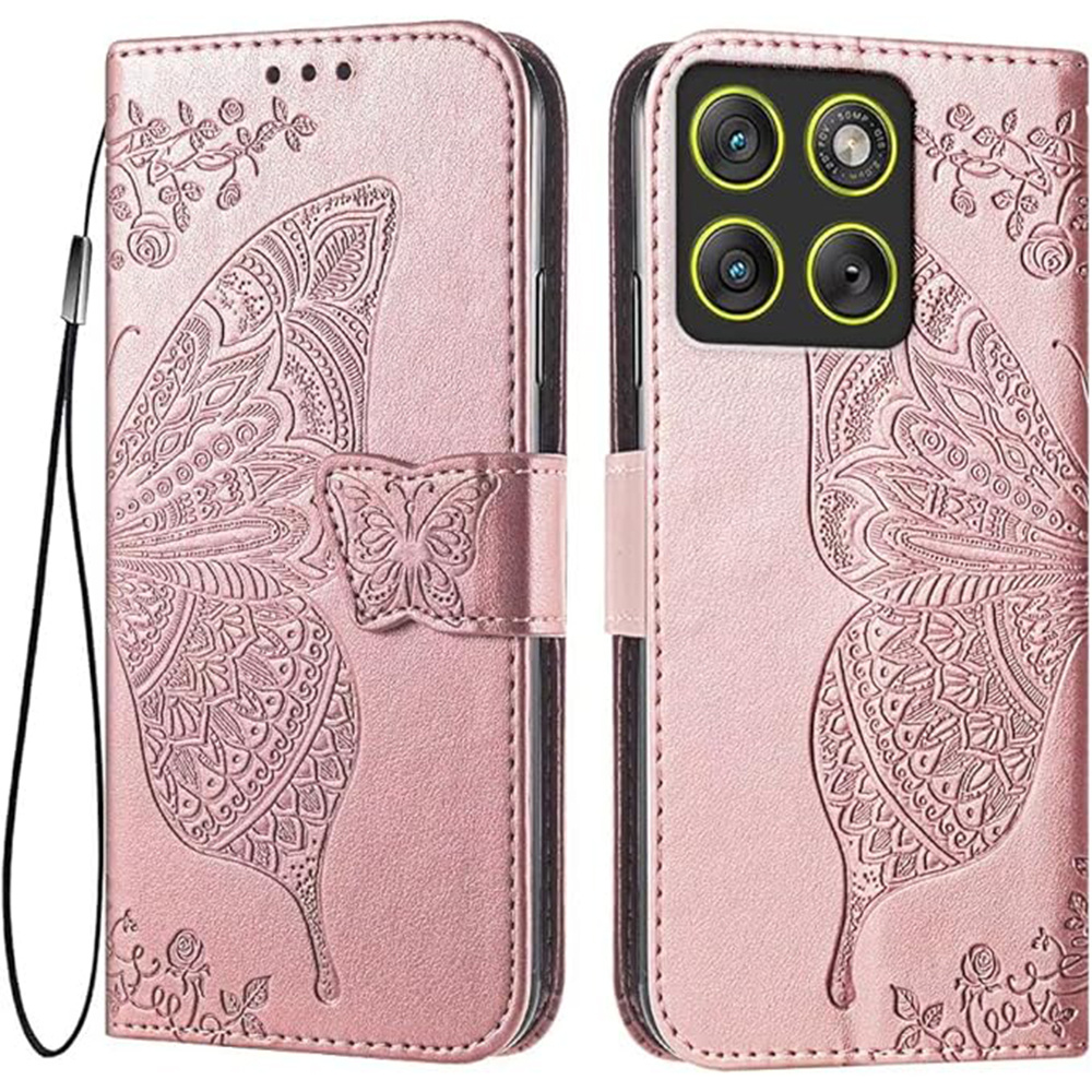 Klapphülle Für Motorola Edge 70, Schmetterling, Rosa