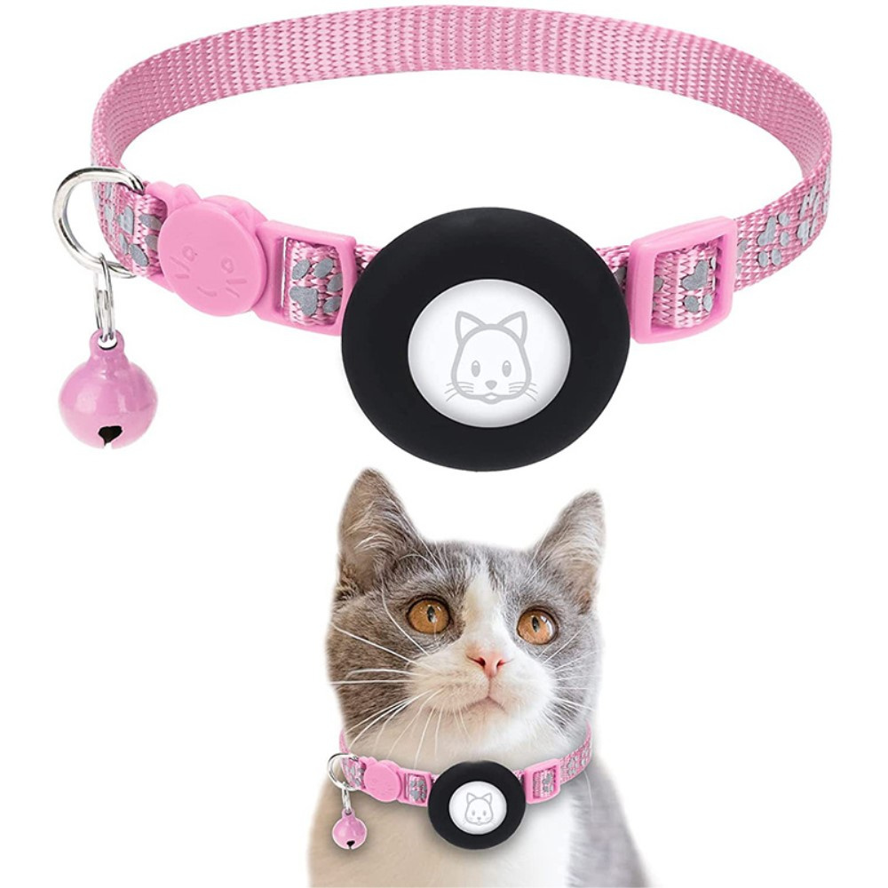 Nylon-halsbandhülle Mit Glöckchen Für Apple Airtag 2/1, Pink