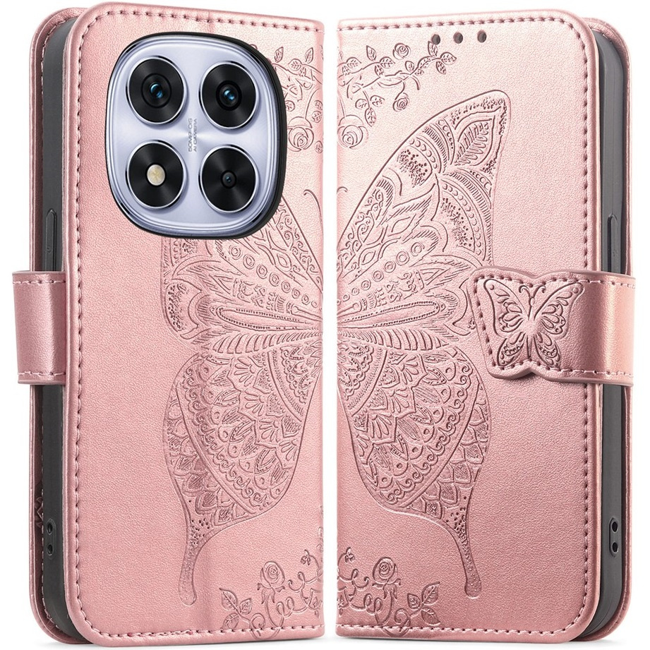 Klapphülle Für Xiaomi Redmi Note 15 Pro Plus 5g / Poco M8 Pro 5g, Schmetterling, Pink