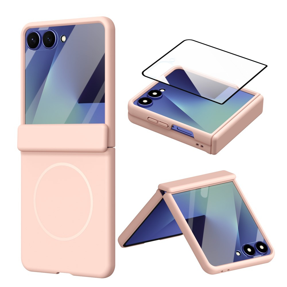 Samsung Galaxy Z Flip 8 Hülle Mit Scharnierabdeckung Und Externer Displayschutzfolie, Magsafe-kompatibel, Pink