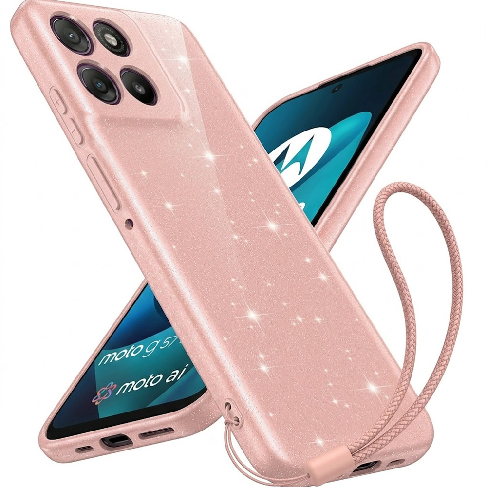 Schutzhülle Für Motorola Moto G57 Power, Mit Magsafe-funktion, Stoßfest, Glitzernd Pink