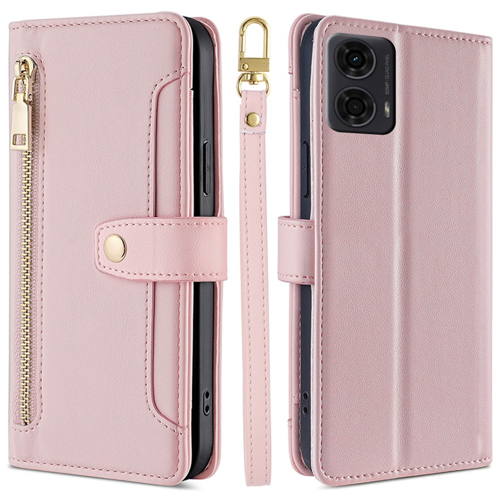 Klapphülle Für Motorola Moto G04 / G24 / G24 Power, Mit Reißverschlussfach, Pink