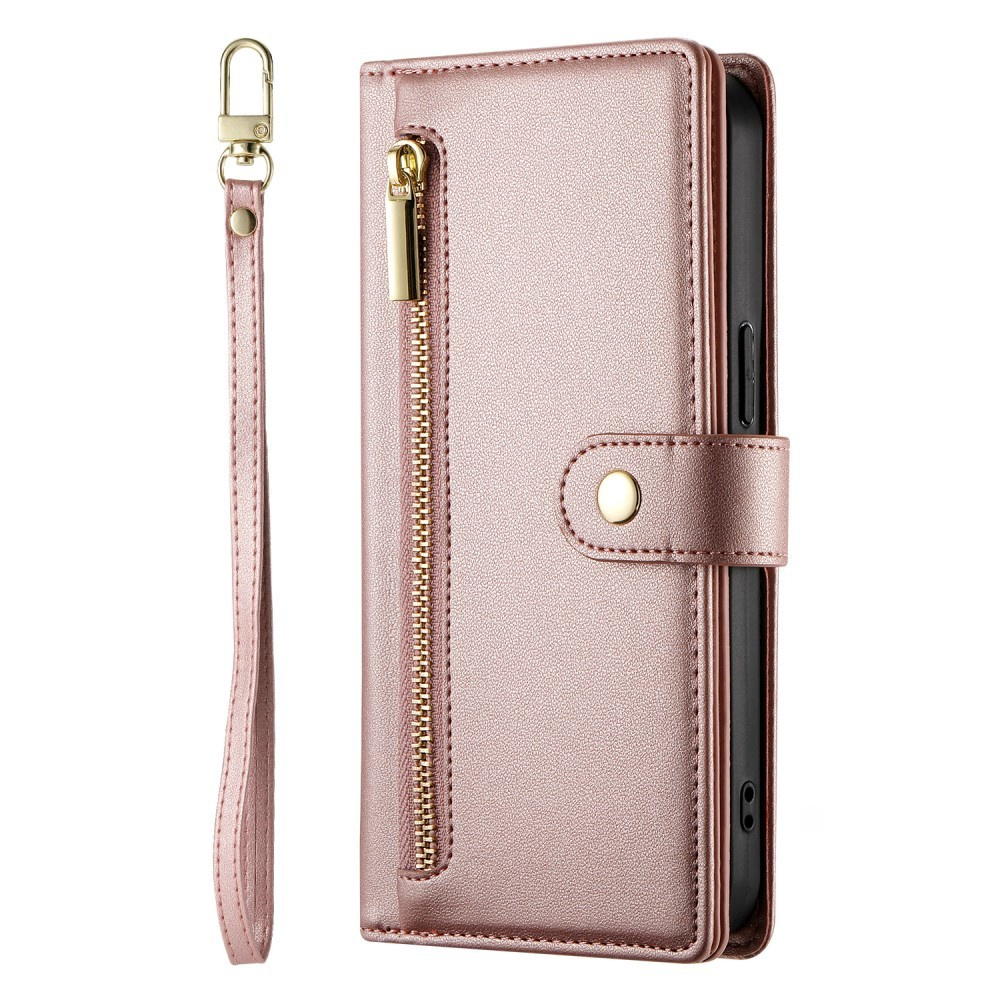 Samsung Galaxy A56 5g Klapphülle, Brieftaschenfach Mit Reißverschluss, Rosa