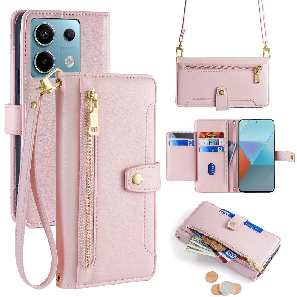 Klapphülle Für Xiaomi Redmi Note 13 Pro 5g, Mit Reißverschlussfach, Pink