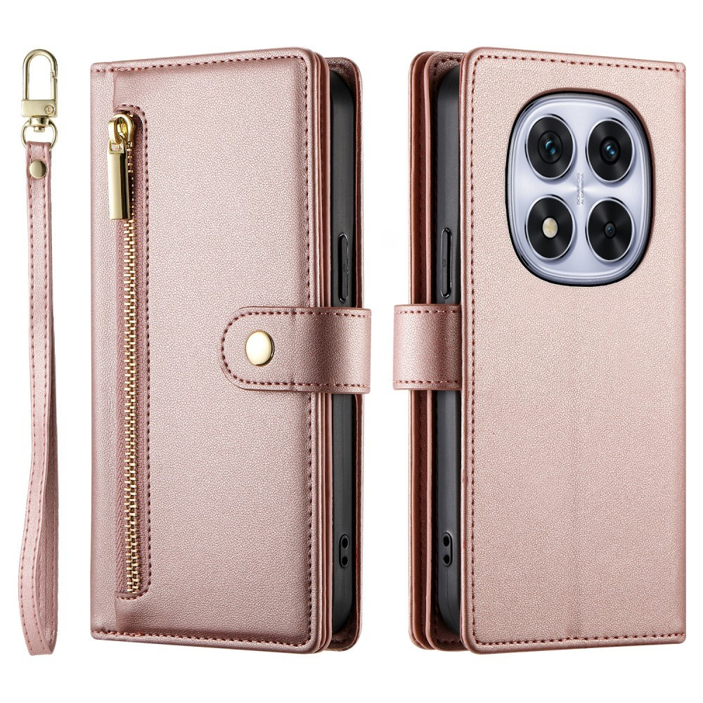Klapphülle Für Xiaomi Redmi Note 14 Pro 5g / Poco X7 5g, Mit Reißverschlussfach, Pink
