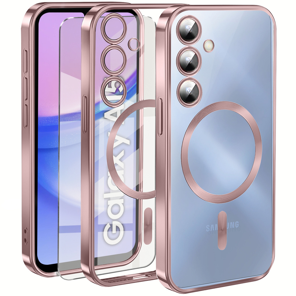 Schutzhülle Für Samsung Galaxy A15 4g/5g, Electro Magsafe, Pink + Displayschutzfolie Aus Glas