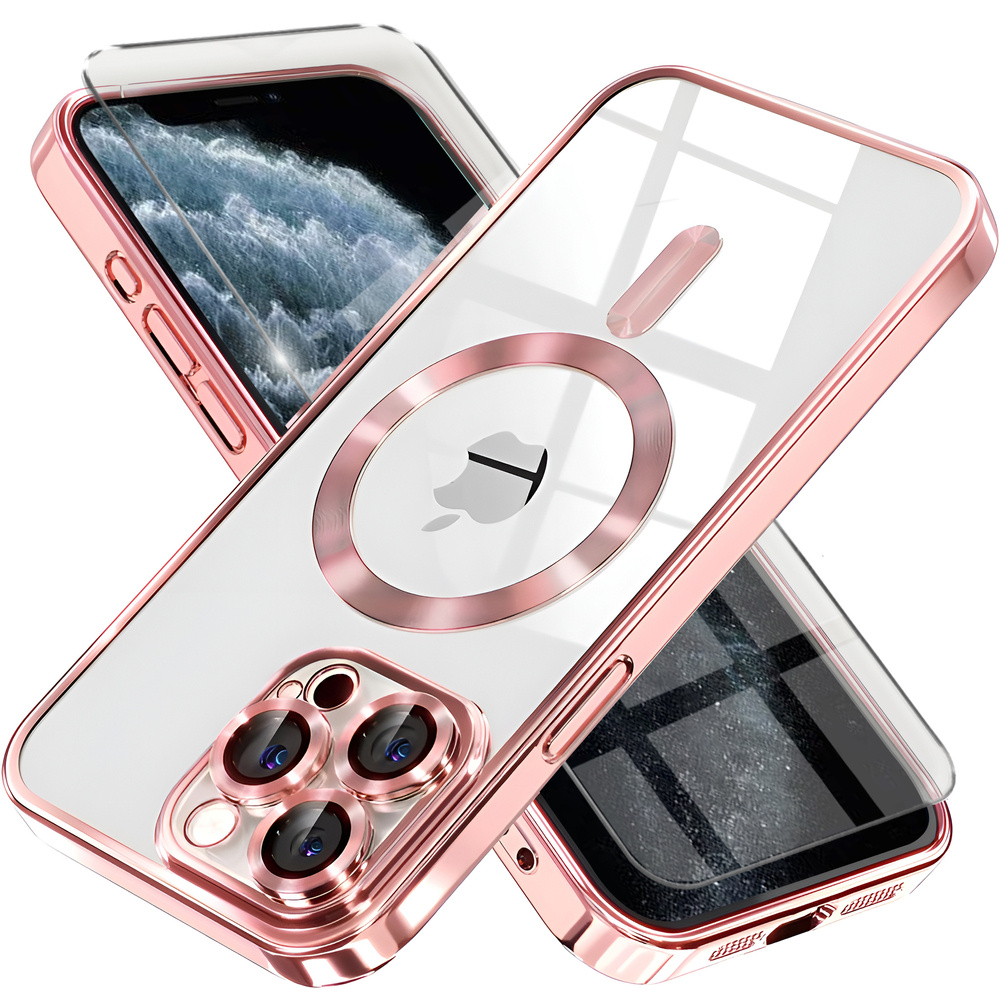 Iphone 11 Pro Hülle, Electro Magsafe, Pink + Displayschutzfolie