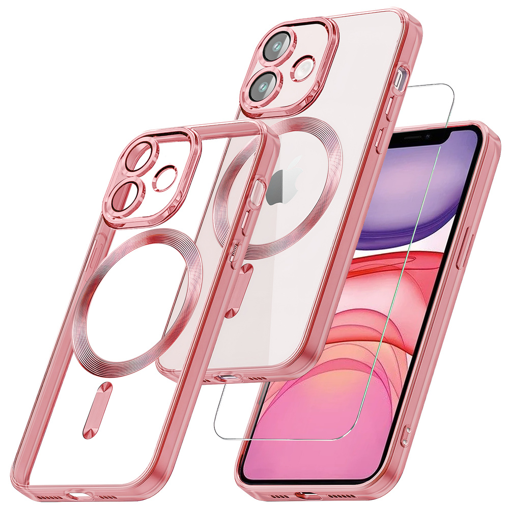 Iphone 11 Hülle, Electro Magsafe, Pink + Displayschutzfolie