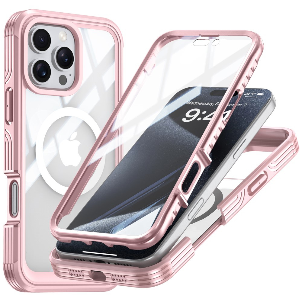 Stoßfeste Iphone 16 Pro Max Hülle Mit Glas Für Magsafe, Pink