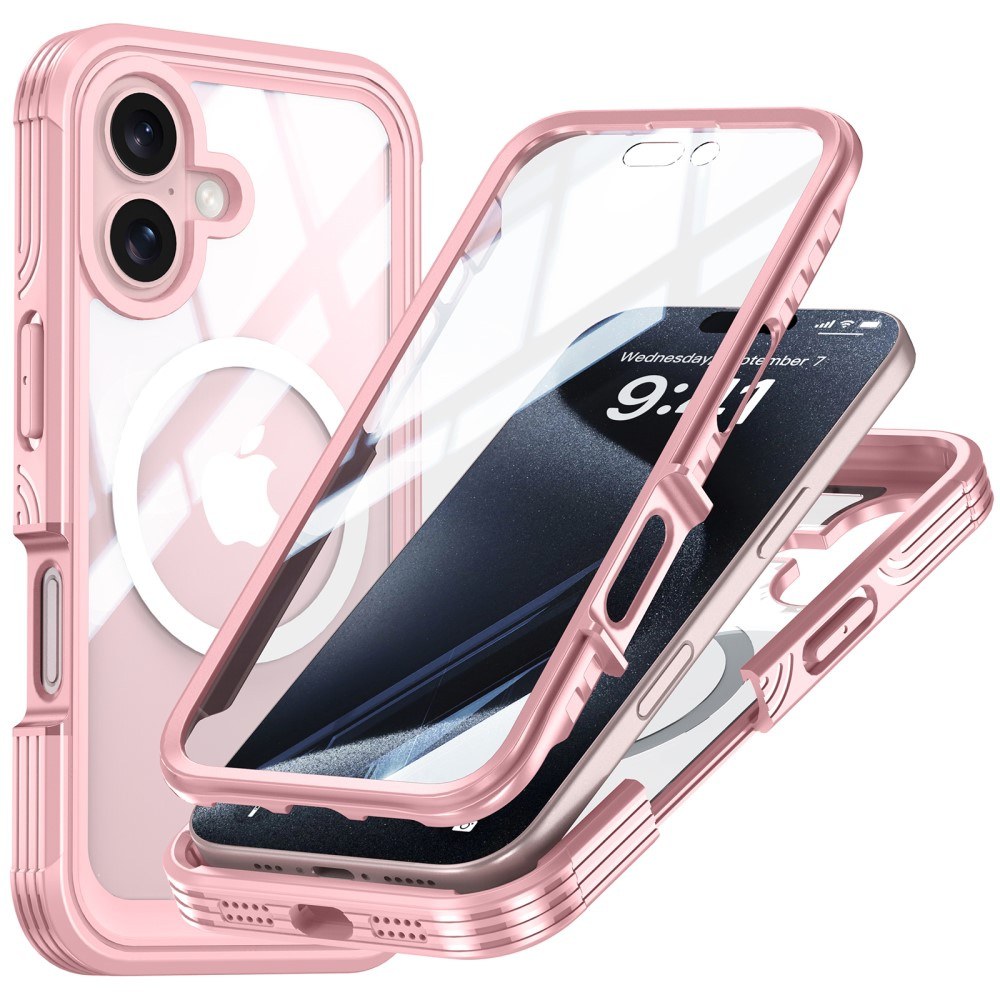 Stoßfeste Iphone 16 Plus Hülle Mit Glas Für Magsafe, Pink