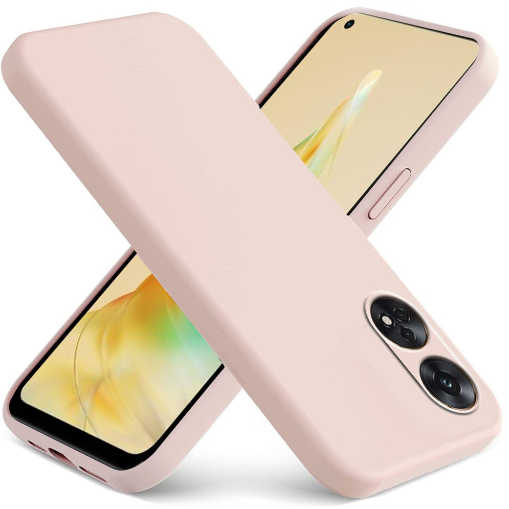 Set Aus Silikonhülle Für Oppo Reno8 T, Silicone Lite, Pink + Glas