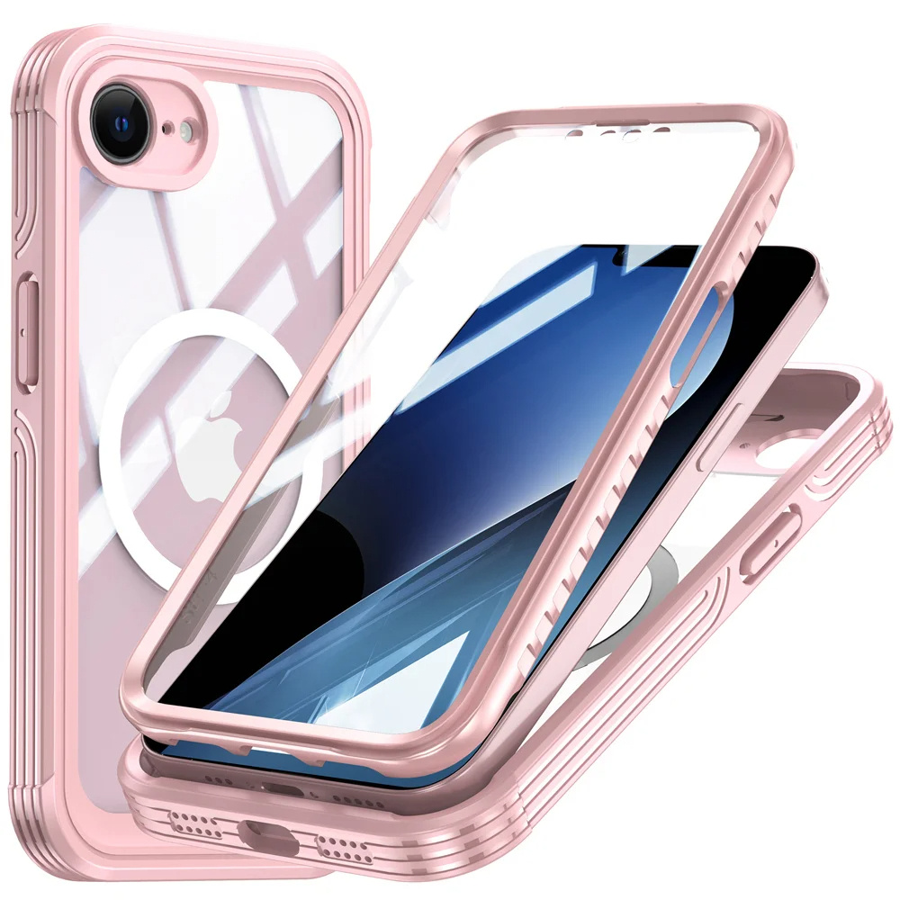 Iphone 17e/16e Hülle, Stoßfest, Mit Glas, Für Magsafe, Pink