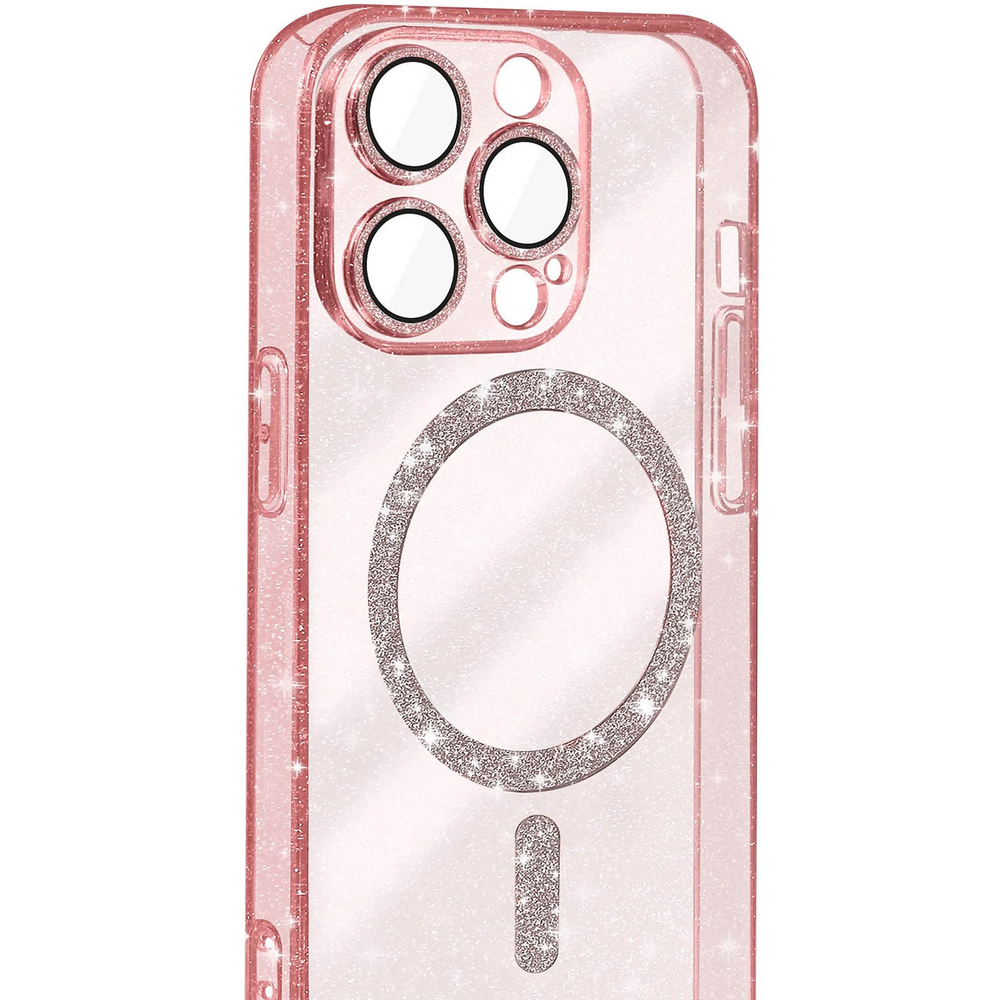 Iphone 16 Pro Hülle, Erbord Glitter Magsafe, Pink + Displayschutzfolie