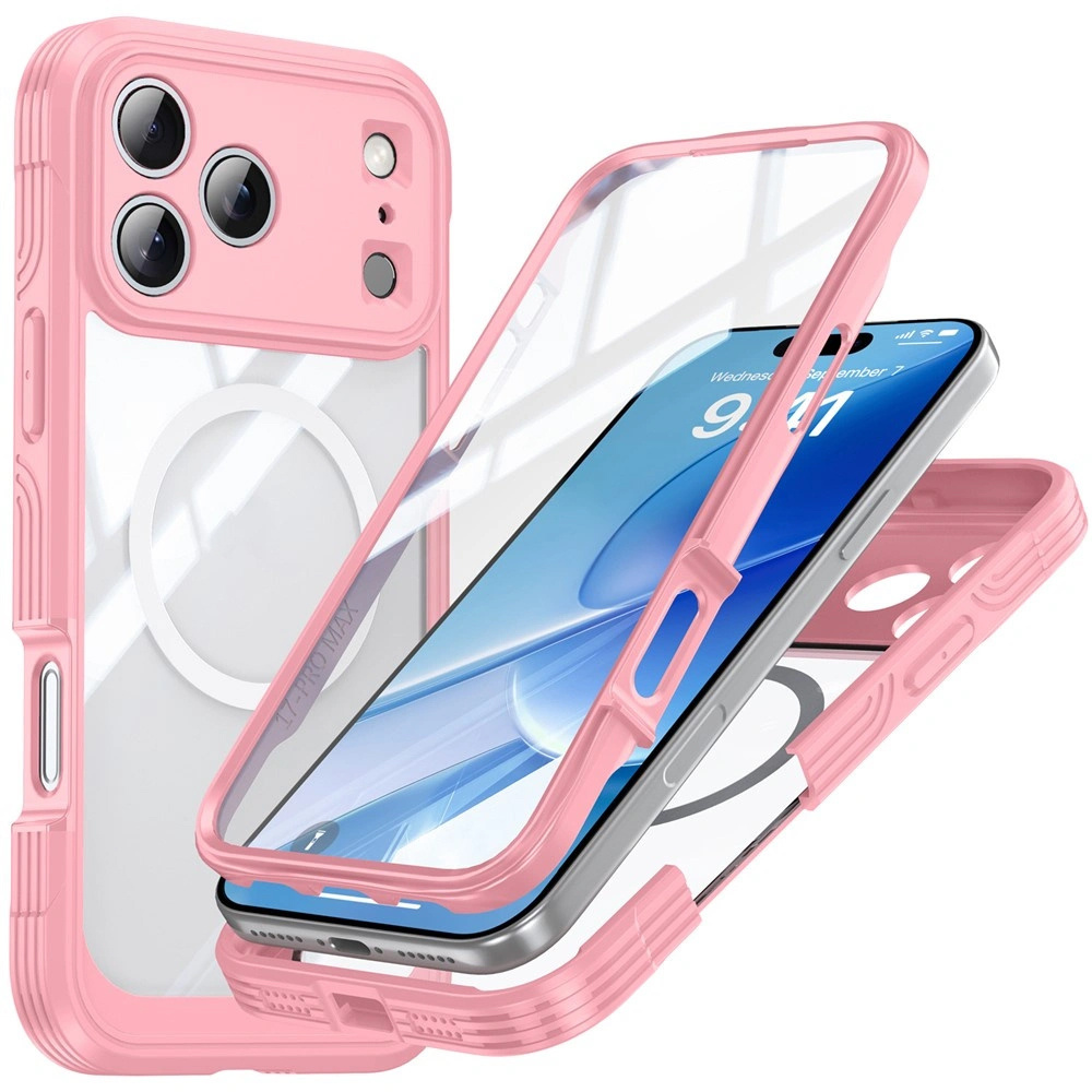 Stoßfeste Iphone 17 Pro Hülle Mit Glas Für Magsafe, Pink