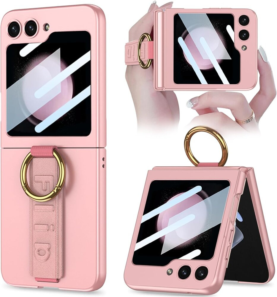 Gkk Hülle Für Samsung Galaxy Z Flip7 Fe / Z Flip6, Ringhalter, Mit Tragegurt, Pink