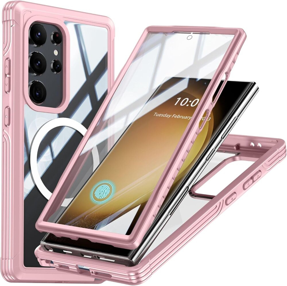 Samsung Galaxy S24 Ultra Stoßfeste Hülle Mit Displayschutzfolie Für Magsafe, Pink