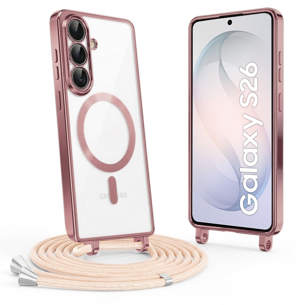 Schutzhülle Für Samsung Galaxy S26, Electro Magsafe, Pink + Trageband