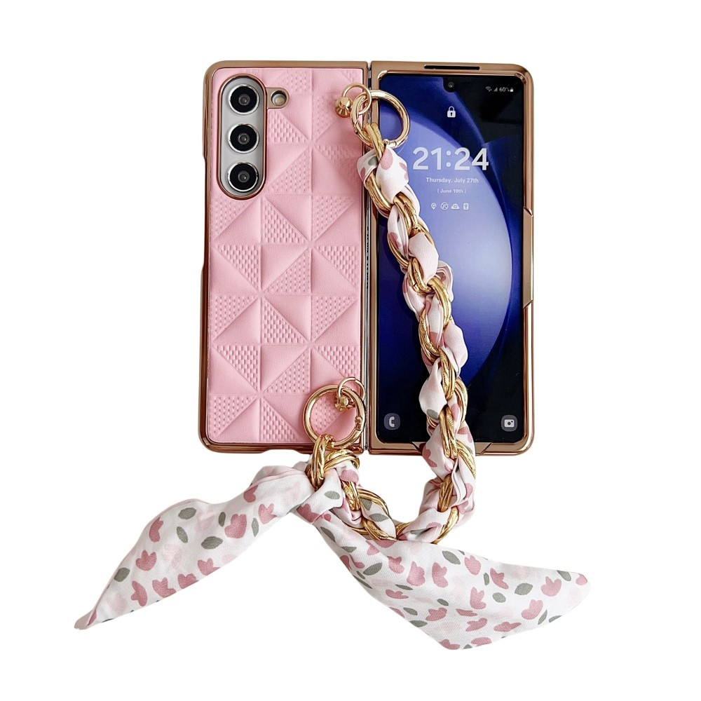 Samsung Galaxy Z Fold6 5g Hülle, Ledergitter, Rosa