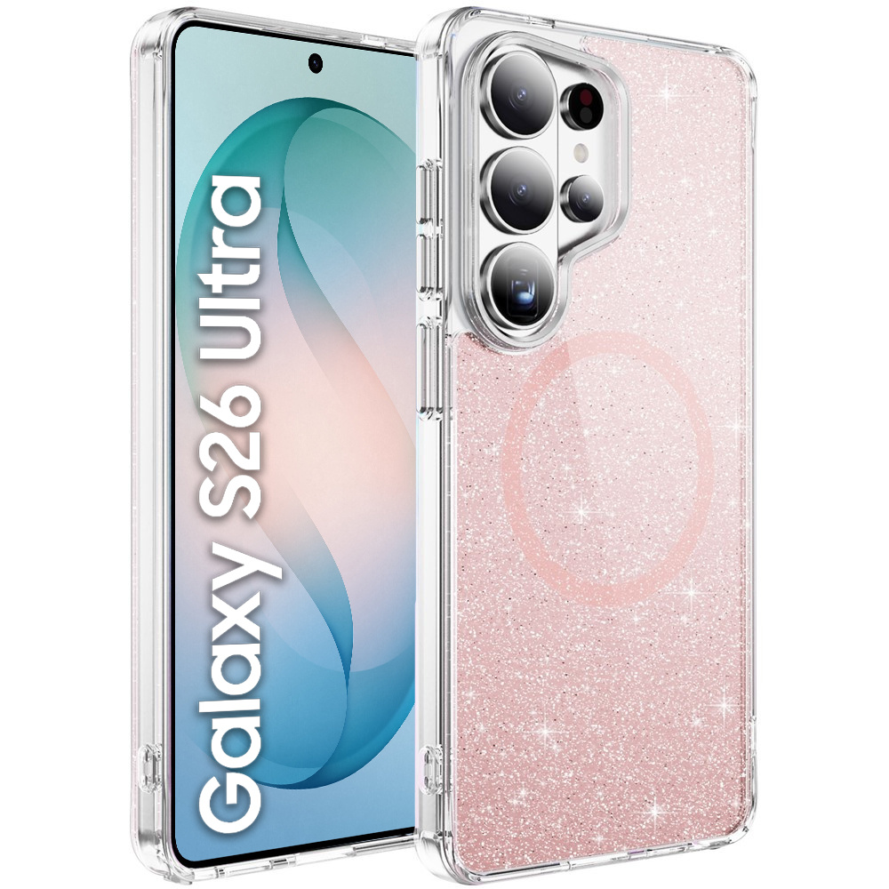 Samsung Galaxy S26 Ultra Hülle, Magsafe-resistent, Glitzer, Durchscheinend Rosa